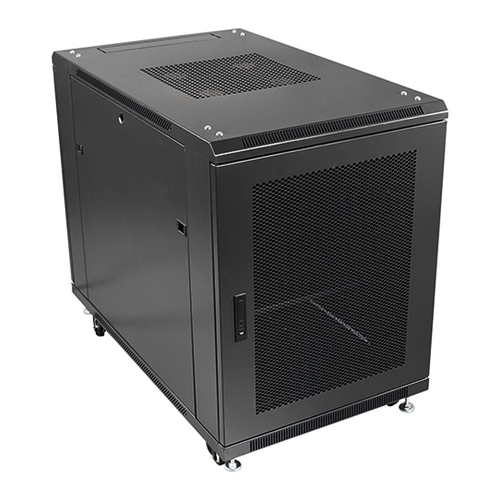 Pre-Built 12U 19" 600x600mm deep floor standing Cabinet, Mesh Front and Rear Door and Removable side panels, Wheels and Casters