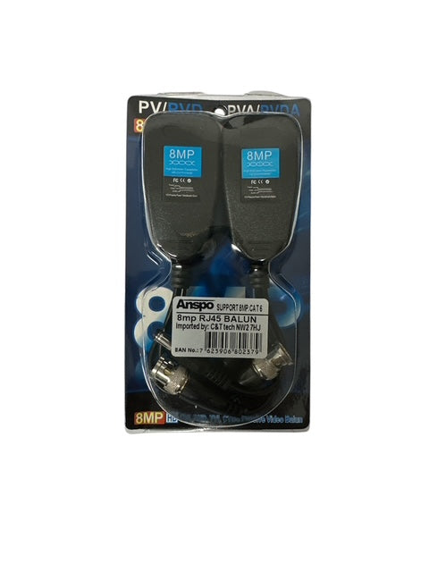 BNC Baluns- (RJ45 Push In )- Pair Blister Pack -8MP