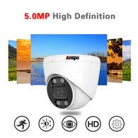 ANSPO PoE CCTV Camera Outdoor Security Turret 5MP 3k with Audio White