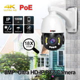 ANSPO PoE PTZ mortised 18x CCTV Camera Outdoor 8MP 4k with Audio