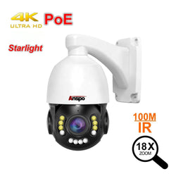 ANSPO PoE PTZ mortised 18x CCTV Camera Outdoor 8MP 4k with Audio
