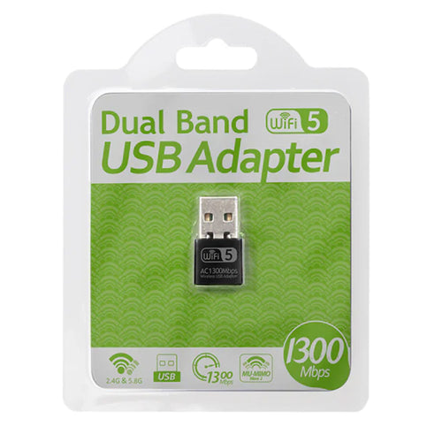 Dual Band 2.4/5Ghz 1300Mbps Wireless Usb Wifi Network Adapter USB-1300-WIFI