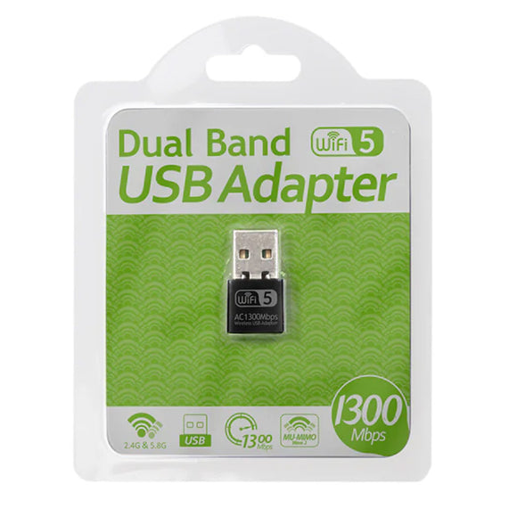Dual Band 2.4/5Ghz 1300Mbps Wireless Usb Wifi Network Adapter USB-1300-WIFI
