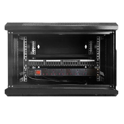 6U 450mm Wall Data Cabinet+PDU+Patch panel Prebuilt ready