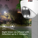 ANSPO PoE CCTV Camera Outdoor Security Turret 5MP 3k with Audio White
