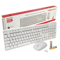 Builders Choice WS880-W-B Wireless Keyboard mouse in White combo