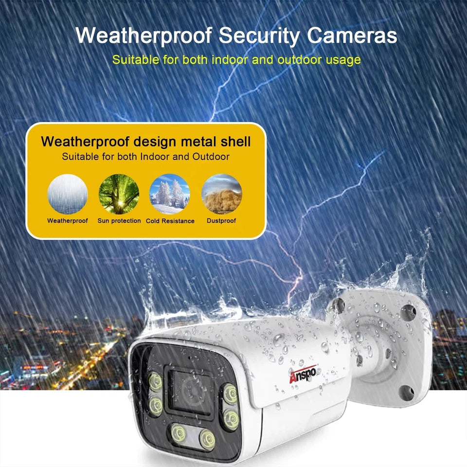 ANSPO PoE CCTV Camera Outdoor Bullet 5MP 3k with Audio White — CandTtech