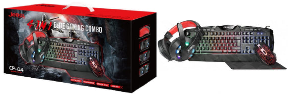 JEDEL CP-04 KNIGHTS TEMPLAR 4-IN-1 ELITE GAMING COMBO - RGB KEYBOARD / RGB MOUSE / XL MAT / HEADSET & MIC