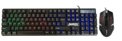 JEDEL 7 Colors RGB LED USB Wired Gaming Keyboard And Mouse Set PC Laptop UK (GK100 Black)