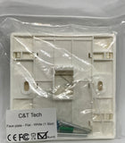 C and T Tech 86mm x 86mm single gang face plate - Flat – White (1 Slot)