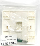 C and T Tech 86mm x 86mm single gang face plate - Flat – White (1 Slot)