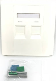 C and T Tech 86mm x 86mm single gang face plate - Flat – White (2 Slot)