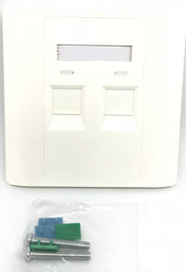 C and T Tech 86mm x 86mm single gang face plate - Flat – White (2 Slot)