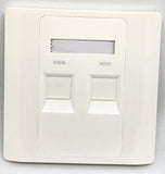 C and T Tech 86mm x 86mm single gang face plate - Flat – White (2 Slot)