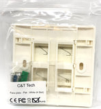 C and T Tech 86mm x 86mm single gang face plate - Flat – White (4 Slot)