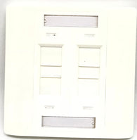 C and T Tech 86mm x 86mm single gang face plate - Flat – White (4 Slot)