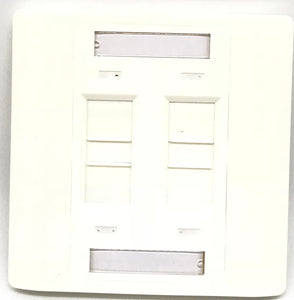 C and T Tech 86mm x 86mm single gang face plate - Flat – White (4 Slot)