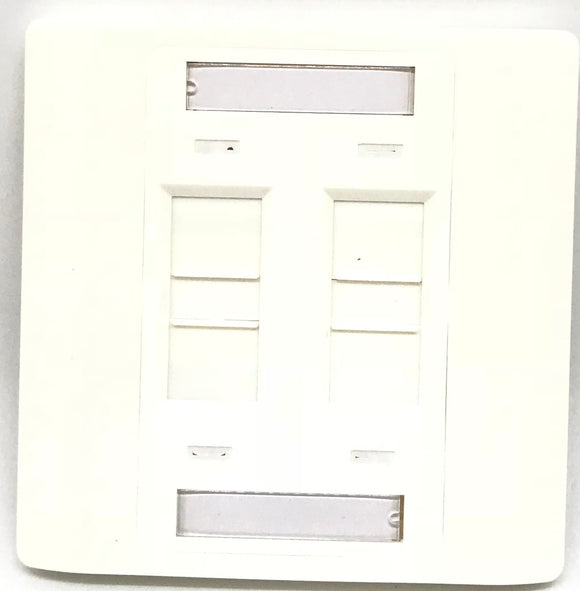 C and T Tech 86mm x 86mm single gang face plate - Flat – White (4 Slot)