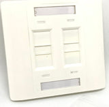 C and T Tech 86mm x 86mm single gang face plate - Flat – White (4 Slot)