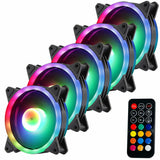 JEDEL 5 Pack RGB Case Fans 120MM LED Cooling With HUB & Remote