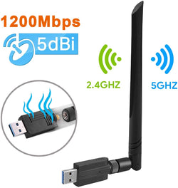 Dual Band 2.4/5Ghz 1200Mbps Wireless Usb Wifi Network Adapter W/Antenna 802.11Ac
